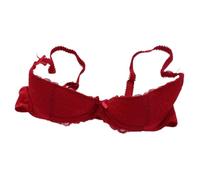 GKYQVE Reggiseno a balconcino da donna con effetto push-up 1/4 di coppa in pizzo con ferretto taglio basso archi mensola bralette lingerie reggiseno a mensola in pizzo, Rosso, 5C