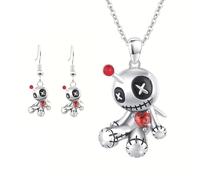 GKYQVE Set di gioielli a tema giocattolo maledetto unico set di gioielli mistici maledetti giocattolo dichiarazione set di gioielli con collana e orecchini ornamento squisita artigianato dettagli