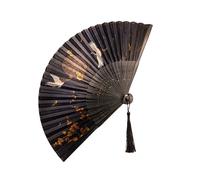 GKYQVE Stile Vintage Cinese Ventaglio A Mano Gru Modello Antico Legno Pieghevole Con Nappe Per Viaggi E Prestazioni Utilizzare Da Collezione Palmare