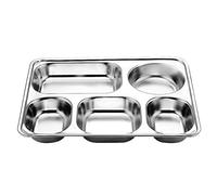 GKYQVE Vassoio in acciaio inox diviso per il pranzo, piatto per alimenti per la scuola, set di utensili da forno per principianti