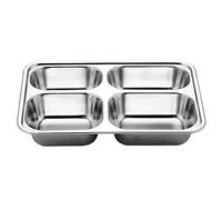 GKYQVE Vassoio in acciaio inox diviso per il pranzo, piatto per alimenti per la scuola, set di utensili da forno per principianti
