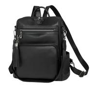 GKYQVE Zaino da donna alla moda in pelle PU con nappe borse da scuola di grande capacità borsa a tracolla da viaggio per tutti i giorni borsa zaino alla moda essenziale, Nero