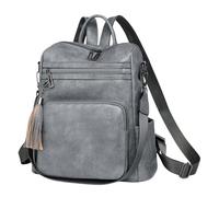 GKYQVE Zaino da donna alla moda in pelle PU con nappe borse da scuola di grande capacità borsa a tracolla da viaggio per tutti i giorni borsa zaino alla moda essenziale, grigio