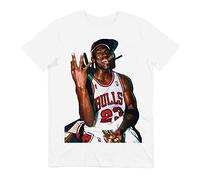 GL BOUTIK T-Shirt Michael Jordan, Leggenda del Basket, Bianco, L