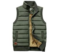 GL Suit - Gilet imbottito da uomo, leggero, foderato in pile per il calore, gilet senza maniche, per sport all'aria aperta, corsa, verde militare, taglia L