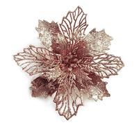 GL-Turelifes - Confezione da 12 stelle di Natale artificiali, glitterate, decorazione per ghirlanda natalizia e albero di Natale, diametro 16 cm, con 12 aghi verdi flessibili