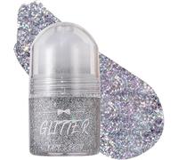 GL-Turelifes Gel glitter per il corpo, Roll-on Face Glitter per il trucco della sirena, accessori olografici, gel glitterato, body shimmer Halloween Makeup for rave party (#07 argento)