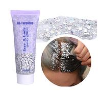 GL-Turelifes Gel Glitterato Chunky per Corpo, Festival, Cosmetici Viso Capelli Unghie, Trucco Sirena, Ombretto Lunga Durata Scintillante 50 ml (#05 Argento)