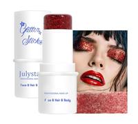 GL-Turelifes Stick Glitter per Viso e Corpo, Gel Mermaid, Impermeabile Fine per Capelli/Occhi/Labbra, Pittura Holographic Paillettes, Brillante (#07 Rosso)