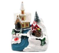 Glac Store Giostrina Villaggio di Natale Scenario Natalizio Castello in Movimento con Luci e Musica Suoni Animato Decorazione vari modelli (Chiesa Babbo con Sacco)