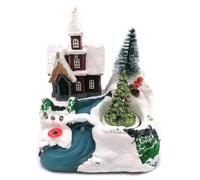 Glac Store Giostrina Villaggio di Natale Scenario Natalizio Castello in Movimento con Luci e Musica Suoni Animato Decorazione vari modelli (Chiesa Scenario Natale)