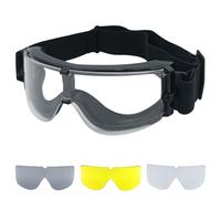 Glac Store Occhiali Tattici da Softair con 3 Lenti Intercambiabili, Grigio Scuro, Giallo, Trasparente