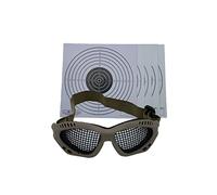 Glac Store® Occhiali Tattici Maschera in maglia D’acciaio Softair per protezione occhi con cinturino morbido regolabile TAN e n. Bersagli in cartoncino