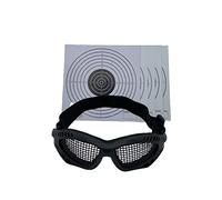 Glac Store® Occhiali Tattici Maschera Softair in maglia d’acciaio Neri per protezione occhi con cinturino morbido regolabile e n. 5 Bersagli in cartoncino