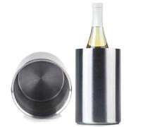 Glacette per Vino, Secchiello Ghiaccio, Refrigeratore per Champagne in Acciaio Inox a Doppia Parete, in Argento Opaco, per Bottiglie con Diametro Massimo di 10cm, Diametro Esterno 12cm, Altezza 19cm