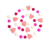 Glaciart One - Ghirlanda con pompon, in feltro di lana, 9 m, 4 colori per San Valentino, decorazioni con pompon, decorazione per la cameretta dei bambini