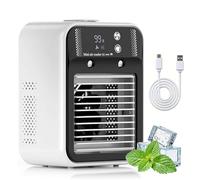 Glacier Breeze Ac, Condizionatore Portatile, Mini Raffrescatore Da Tavolo, Umidificatore, Raffrescatore Evaporativo Portatile, Mini ventilatore Raffreddatore D'aria con 2 velocità, Serbatoio da 500 ml