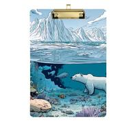 Glaciers and Ocean Bear - Clip in metallo A4 per appunti Automotive Clipboard plastica per il primo anno insegnante deve avere dimensioni 9 x 12