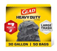 Glad ForceFlex Extra Strong Outdoor Drawstring Large Trash Bags, 30 Gallon, 50 Count by Glad