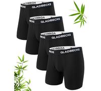 Gladbecke Boxer Uomo bambù Morbido e Traspirante, Mutande Boxer Comode con Apertura Frontale, Elastiche e Comfort Quotidiano, 4 Paia, Nero, L