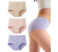 Gladbecke Culotte Donna Senza Cuciture Mutande Brasiliane Traspiranti Hipster Mutande, Slip Intimo Comodo, Viola/Rosa/Albicocca, Pacco da 3, M