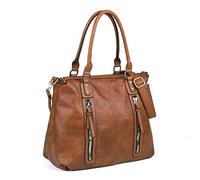 Gladdon Hobo Bags - Borsa a tracolla da donna, grande capacità, con manico superiore, multi tasca, in ecopelle, per lavoro, scuola, viaggi, Marrone, Large