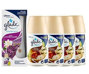 glade Automatic Spray Base con 4 pz Ricarica - Fragranza Sandalo di Bali e Gelsomino