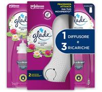 Glade automatic spray erogatore + 3 ricariche da 18 ml profumatore relaxing zen