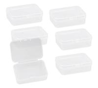 GLADFRESIT 6 piccoli contenitori in plastica con coperchio, rettangolari, vuoti, con coperchio, per perline, biglietti da visita, pillole, piccoli oggetti (6,5 x 4,5 x 2 cm)