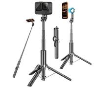Gladgogo Bastone magnetico per selfie, 163 cm, per iPhone/Samsung | Treppiede per cellulare, apertura automatica con MagSafe, anello magnetico multifunzione, Bluetooth, per Android