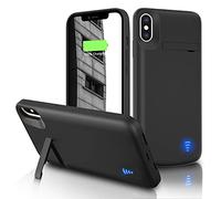 Gladgogo Cover Batteria per iPhone X/XS, 6000mAh Ricaricabile Custodia Batteria Case con Cavalletto, 5,8" Carplay Supportato Power Bank Backup Charger Case