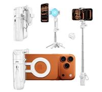 Gladgogo Supporto magnetico Bluetooth per selfie stick con Magsafe, 4 in 1, con morsetto a molla rimovibile, rotazione a 360°, mini treppiede a quattro zampe, per iPhone e Android per Vlog/foto