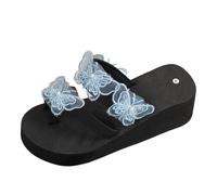 Gladi$ator Sandali da donna pantofole estive nuove grandi dimensioni zeppa cava semplice clip toe fondo spesso fiore casual camminare UK, blu cielo, 38.5 EU