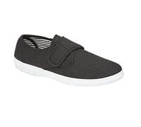 GladRags Scarpe da ginnastica da uomo in tela con chiusura a strappo, vestibilità ampia, colore: blu navy, antracite o tortora, taglia 39-46, Carbone, 42 2/3 EU