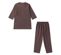 GladThink Ragazzi Medio orientale musulmano Arabo Manica lunga Set di vestaglie Caffè 130