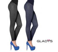 GLADYS LEGGINS INVERNALE ELASTICIZZATO EFFETTO JEANS BLU E NERO