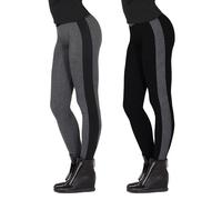 GLADYS LEGGINS INVERNALE FELPATO PANCIA PIATTA VITA ALTA NERO GRIGIO