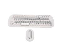 Glaeptio Tastiera e Mouse Wireless, 2.4GHz (WHITE) | Tasti Rotondi Retro, USB Plug and Play con Modalità Sleep Automatica per Wins Mac PC Laptop
