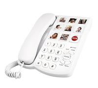 Glaeptio Telefono con Pulsanti Grandi e 9 Tasti di Memoria Immagini | Composizione One Touch, volume regolabile, indicatore di chiamata LED, vivavoce, per uso domestico su rete fissa