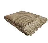 GLAESER Coperta per la casa Fair Deluxe in 100% lana | Coperta per divano/sofá/coperta per coccole con bordo frangiato (Piccione/Bianco)