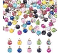 Glakyur 100 Pezzi Palla di Vetro Pendente Ciondoli 10 Colori Stelle Orecchini Pendenti per Collana Fare Da Sé Braccialetto