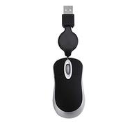 Glakyur Mini mouse cablato USB cavo retrattile piccolo mouse piccolo 1600 mouse da viaggio compatto ottico per Windows 98 2000 XP Vista Ve (nero)