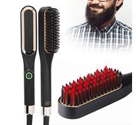 Glalass Pettine per Barba Multifunzionale, Spazzola per Capelli Dritta, 3 Livelli di Temperatura, per Acconciatura, Spina Europea