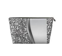 Glam argento finto glitter, Borsa per il trucco Borsa per cosmetici Borsa da toilette da viaggio portatile Borsa da toilette