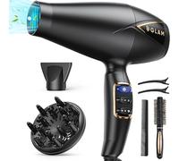 GLAM Asciugacapelli professionale, asciugacapelli 2300 W, potente motore AC ad asciugatura rapida, asciugacapelli agli ioni a 2 velocità, 3 riscaldatori, pulsante Cool Shot con 1 diffusore e 1