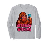 Glam Bigfoot Prepararsi Sasquatch Trucco Divertente GRWM Meme Maglia a Manica