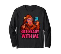 Glam Bigfoot Prepararsi Sasquatch Trucco Divertente GRWM Meme Maglia a Manica