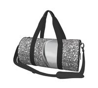Glam Bling argento finto glitter, Borsone da viaggio di grande capacità Borsa rotonda Borsa da viaggio sportiva Borsa da viaggio Borsa da fitness