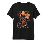 Glam Doberman con Occhiali da Sole Cappello da Strega Cane Boujee Halloween Maglietta Premium