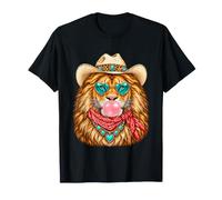 Glam Lion con Cappello da Cowboy e Animale Western Bubblegum Maglietta